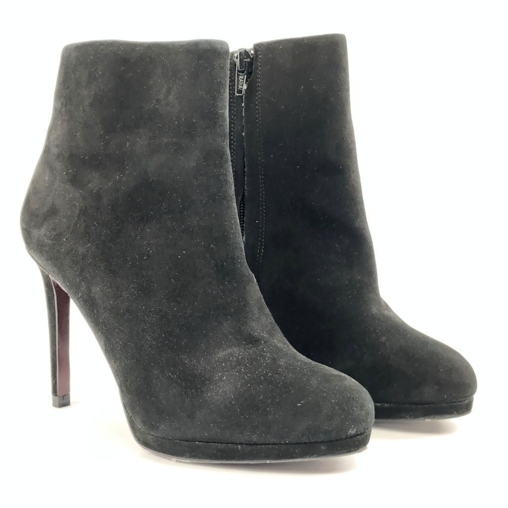 SOLD Zara Suede Leather Stiletto Heel Bootie Loub - Picture 2 of 8